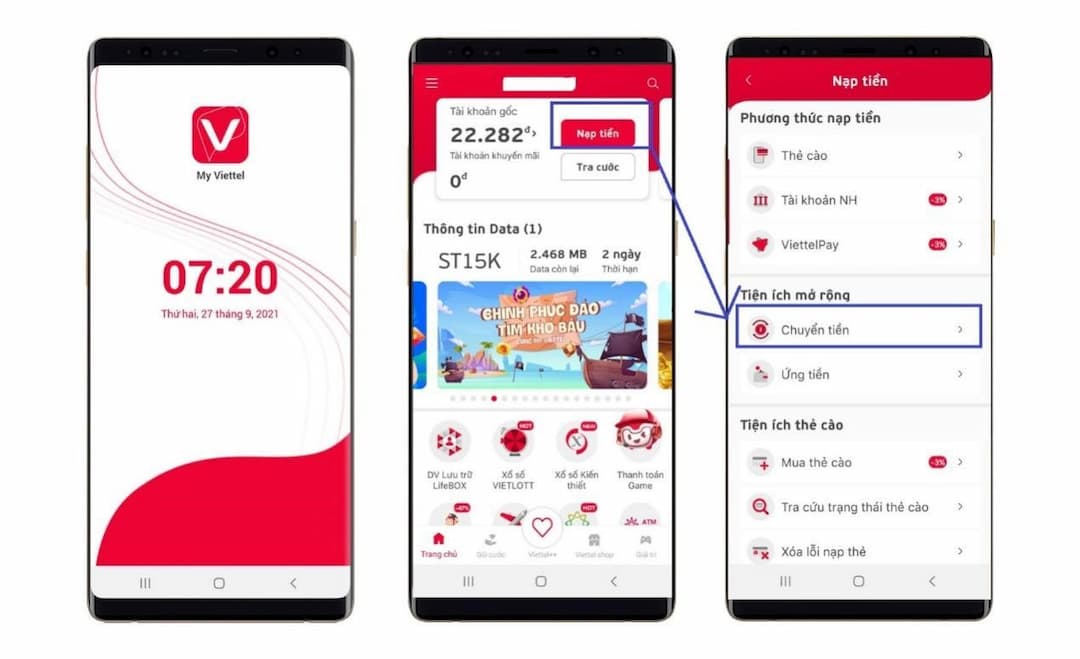 Hướng dẫn chuyển tiền điện thoại mạng Viettel