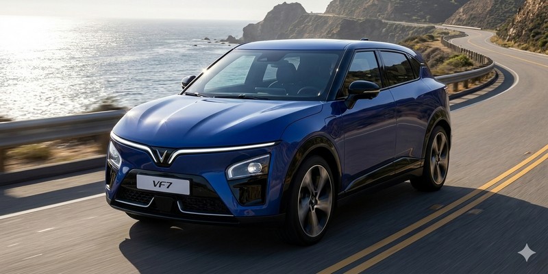 thiết kế thể thao và khí động học của VF 7 được thể hiện rõ nét qua các đường cong